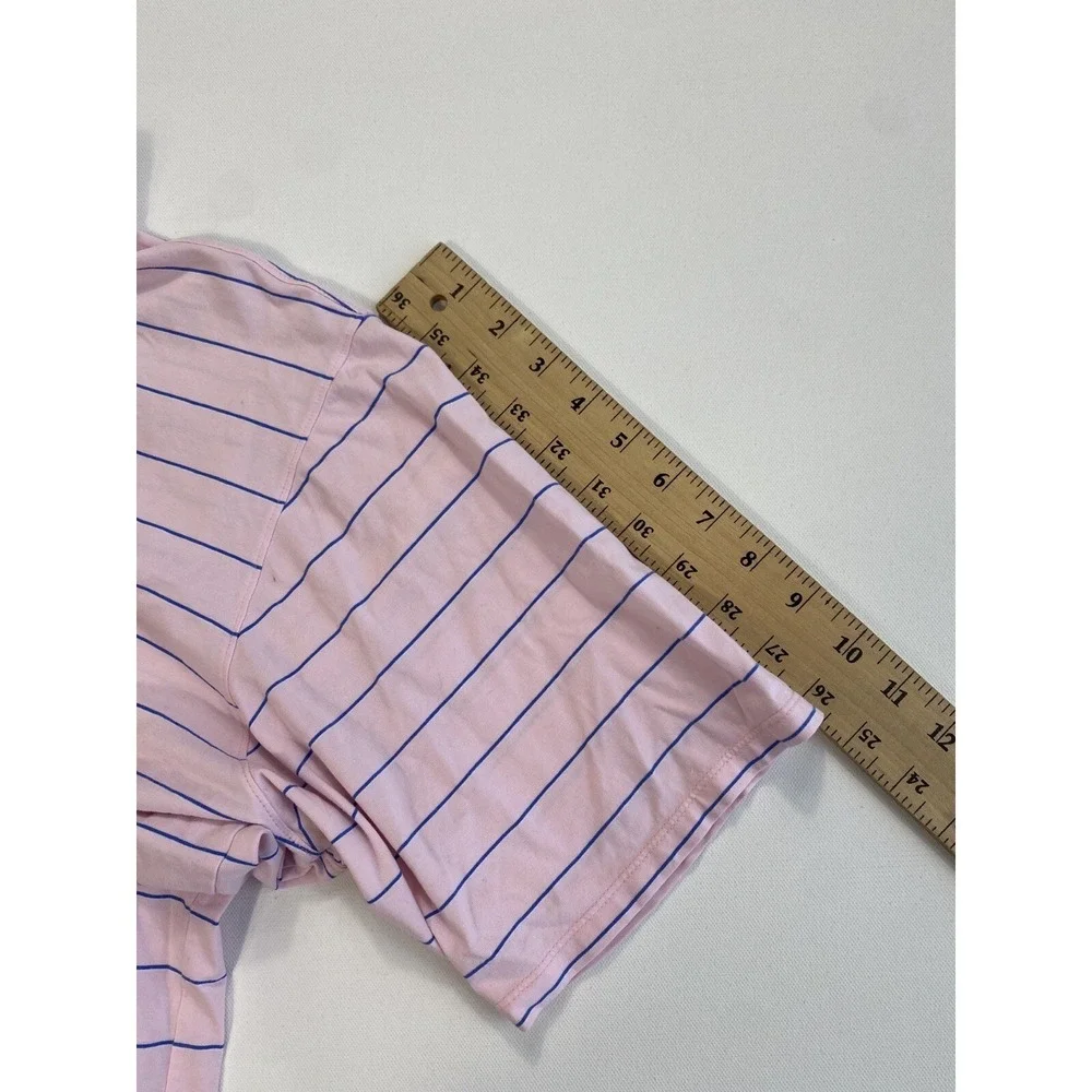 B Draddy Sport Polo Shirt Mens XL Pink Striped Golf Performance Pima Cotton
